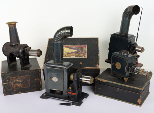 Four Magic Lanterns including a boxed Ernst Plank Cinematographe Magic Lantern, German circa 1900/10