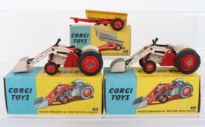 Two Corgi Toys 53 Massey Ferguson 65 Tractors with shovels