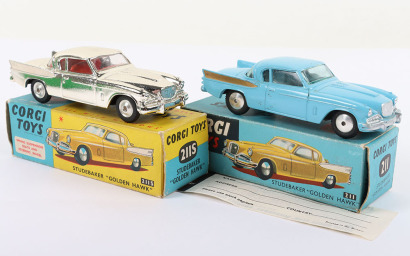 Two Boxed Vintage Corgi 211 Studebaker Golden Hawks