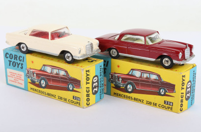 Two Boxed Vintage Corgi 230 Mercedes Benz 220 SE Coupe