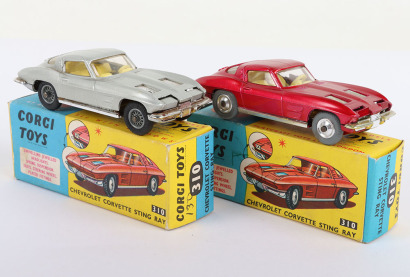 Two Corgi Toys 310 Chevrolet Corvette Sting Rays