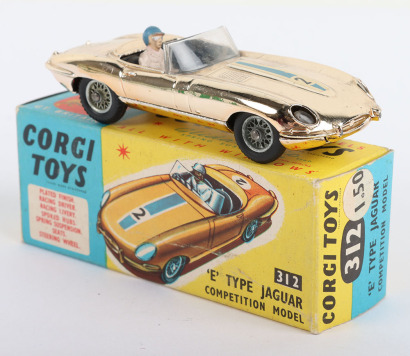 Corgi Toys 312 E Type Jaguar Competition Model light gold vacuum plated body