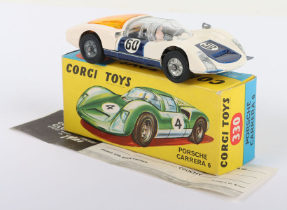 Corgi Toys 330 Porsche Carrera 6, white body, blue doors/bonnet