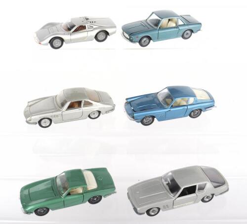 Six unboxed Politoys/Mebetoys (Italy) 1/43 scale diecast models