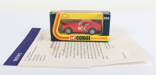 Corgi 394 Datsun 240Z East African Safari Winnerwith Scarce press release publicity letter