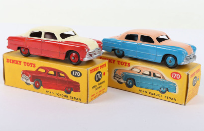 Two Dinky Toys 170 Ford Forder Sedan High Line Versions