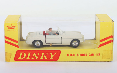 Dinky Toys 113 M.G.B. Sports Car in scarce Export issue box