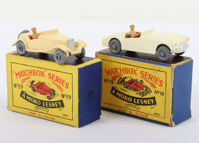 Two Matchbox Moko Lesney Regular Wheels MG Sports Car Models