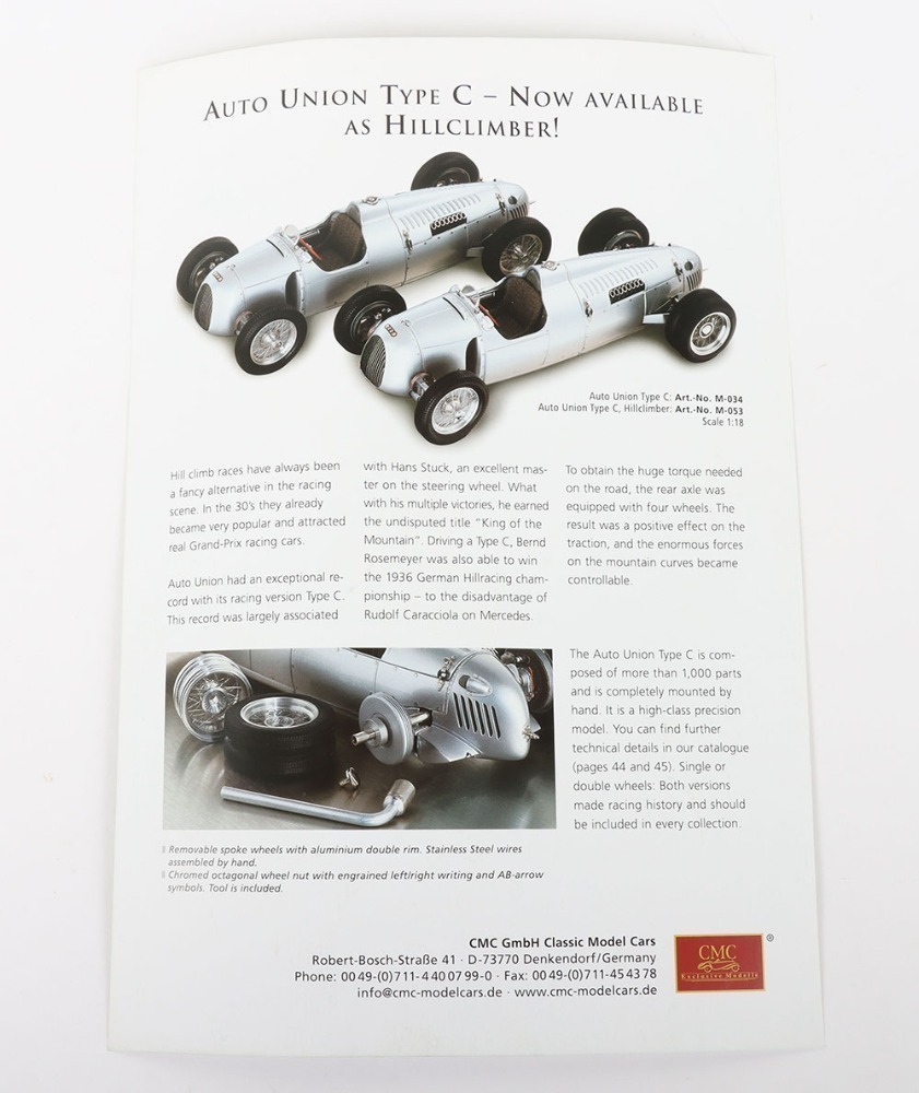 CMC 1:18 scale M-053 Auto Union TYPC 1936/37 Limited Edition Model