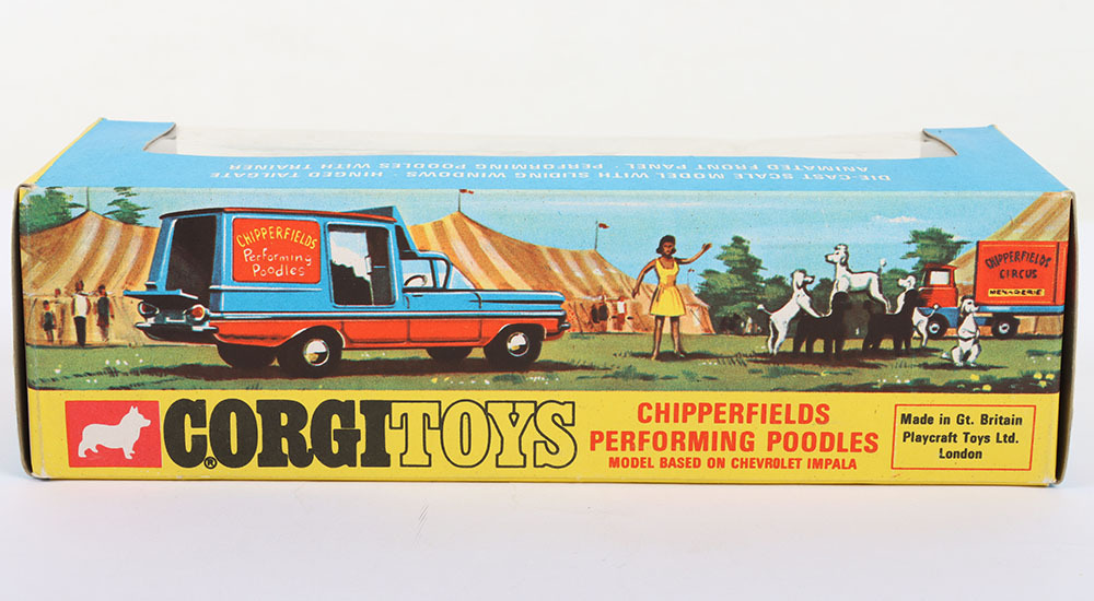 Corgi Classics 1/43 - Chevrolet Impala Chipperfields Performing Poodles - Bleu Métal