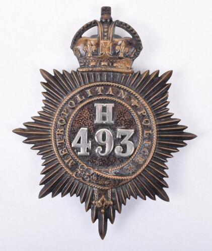 Metropolitan Police Helmet Plate ’H’ Division Stepney Kings crown