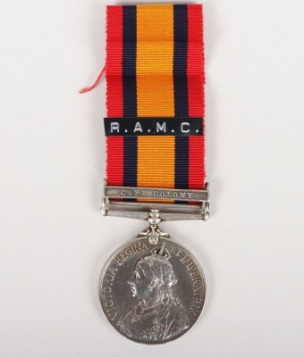 Queens South Africa Medal to a Recipient Who Served in the Maidstone Company Volunteer Medical Staff Corps