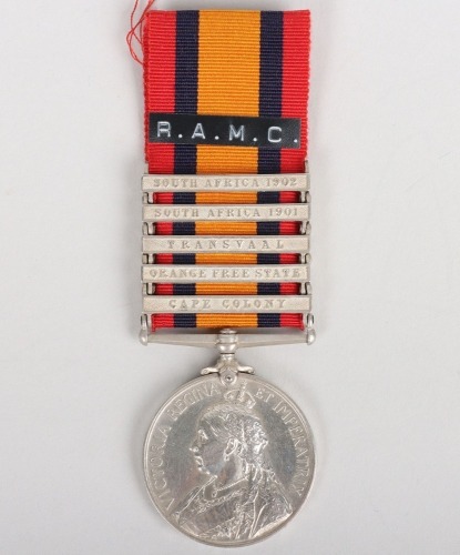 Queens South Africa Medal to a Chemist and Druggist who Served in the Royal Army Medical Corps