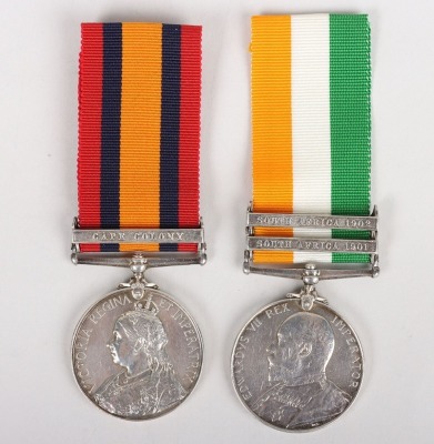 Victorian Boer War Campaign Medal Pair to a Recipient Who Served for 21 Years in the Royal Army Medical Corps Before Being Commissioned in 1917