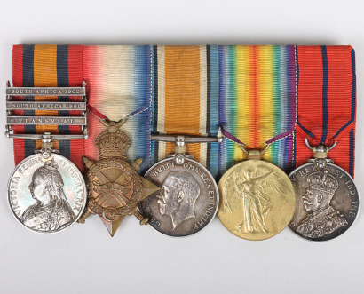Boer War and Great War Medal Group of Five to a Policeman who Served in the Military Mounted Police During the Great War