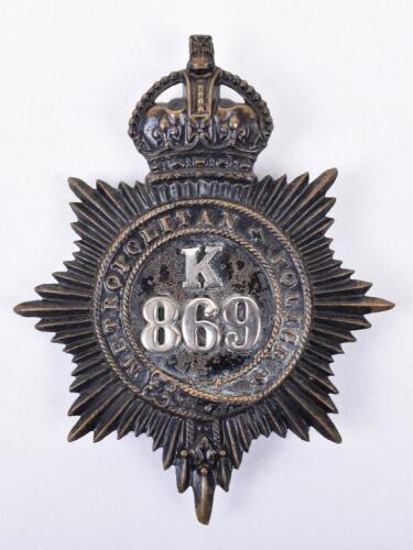 Metropolitan Police Helmet Plate ’K’ Division West Ham Kings crown