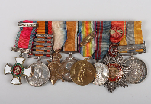 Great War Distinguished Service Order Medal Group to an Officer in the Royal Munster Fusiliers Who Was So Badly Wounded in the Boer War He Was Medically Discharged but Rejoined to Serve in the Great War