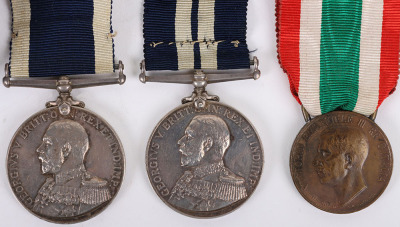 Great War Minesweeping Distinguished Service Medal and Long Service Group of Six to a Recipient who Survived the Sinking of H.M.S. Houge in September 1914 - 3