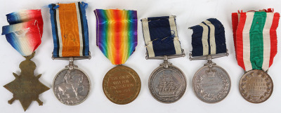 Great War Minesweeping Distinguished Service Medal and Long Service Group of Six to a Recipient who Survived the Sinking of H.M.S. Houge in September 1914 - 4