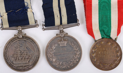 Great War Minesweeping Distinguished Service Medal and Long Service Group of Six to a Recipient who Survived the Sinking of H.M.S. Houge in September 1914 - 6