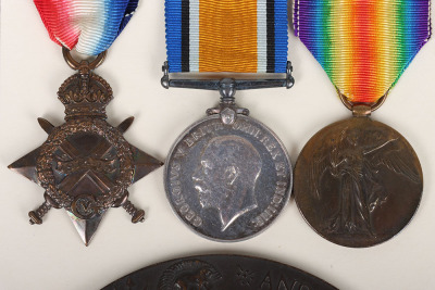 Great War November 1916 Casualty 1914-15 Star Medal Trio and Memorial Plaque to the 1/5th (Cinque Ports) Battalion Royal Sussex Regiment - 2