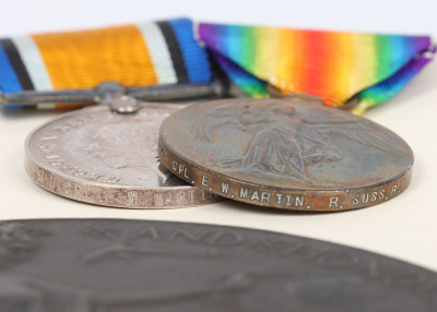 Great War November 1916 Casualty 1914-15 Star Medal Trio and Memorial Plaque to the 1/5th (Cinque Ports) Battalion Royal Sussex Regiment - 6