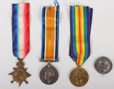 Great War 1914-15 Star Medal Trio and Silver War Badge to a Recipient Who Served in the Nottinghamshire and Derbyshire Regiment