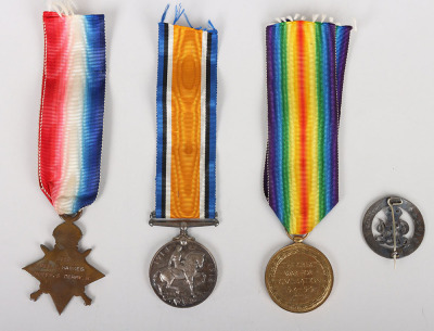 Great War 1914-15 Star Medal Trio and Silver War Badge to a Recipient Who Served in the Nottinghamshire and Derbyshire Regiment - 4