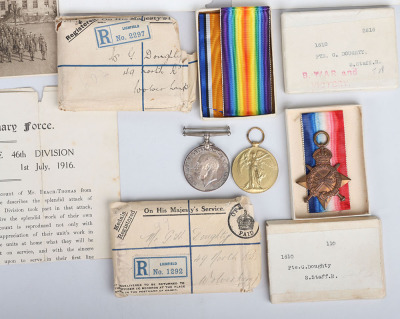 1914-15 Star Medal Trio and Diary Grouping of L/Cpl George Doughty 1/ 6th South Staffordshire Regiment