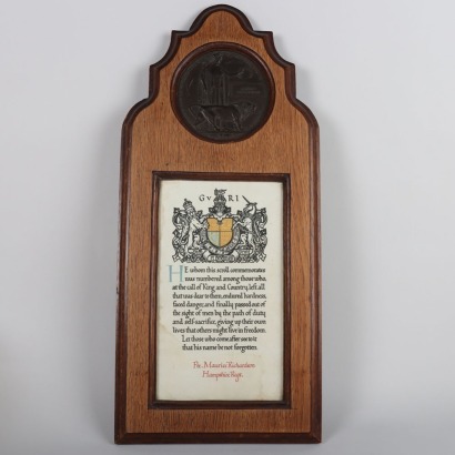 Great War Memorial Plaque and Scroll to the 14th Battalion Hampshire Regiment