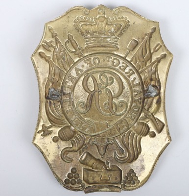 Scarce Georgian Royal Regiment of Artillery Stovepipe Shako Plate - 2