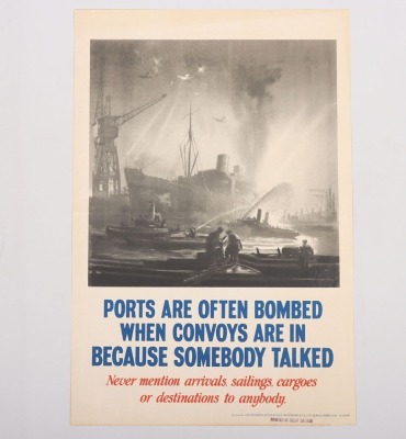 WW2 British Home Front Poster ‘PORTS ARE OFTEN BOMBED WHEN CONVOYS ARE IN BECAUSE SOMEONE TALKED’