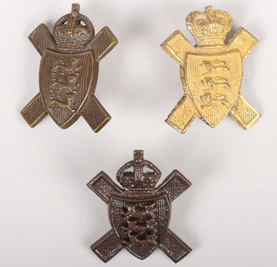 Channel Islands 3x Royal Jersey Light Infantry Cap / Collar Badges