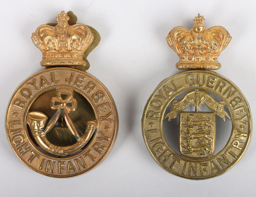 Channel Islands Victorian Royal Jersey and Royal Guernsey Light Infantry Other Ranks Glengarry Badges