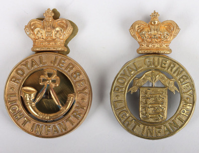 Channel Islands Victorian Royal Jersey and Royal Guernsey Light Infantry Other Ranks Glengarry Badges