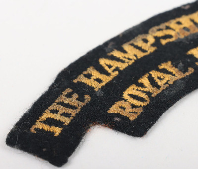 Rare Unofficial 11th Battalion The Hampshire Regiment Royal Jersey Cloth Shoulder Title - 3