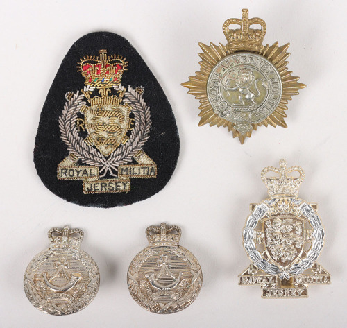 EIIR Royal Jersey Militia and Royal Alderney Militia Badges