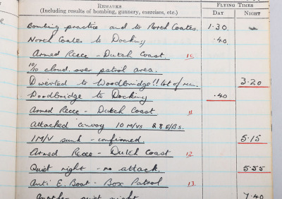 WW2 Royal Canadian Air Force Flying Log Book of Warrant Officer G H Jenkins Navigator and Air Gunner with 415 & 524 Squadron - 9