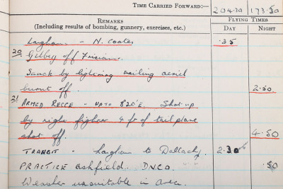 WW2 Royal Canadian Air Force Flying Log Book of Warrant Officer G H Jenkins Navigator and Air Gunner with 415 & 524 Squadron - 12