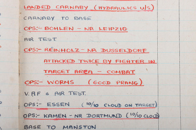 WW2 Royal Air Force 1945 Casualty Log Book of Flight Sergeant H W Parker 578 Squadron - 10