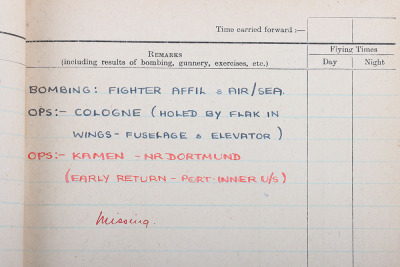 WW2 Royal Air Force 1945 Casualty Log Book of Flight Sergeant H W Parker 578 Squadron - 12