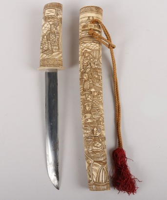Japanese Carved Bone Dagger