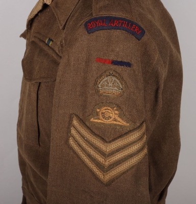 WW2 British Royal Artillery Battle Dress and Indian General Service Medal Set Attributed to Staff Sergeant Eric Leslie Percy Woodward Royal Artillery - 6