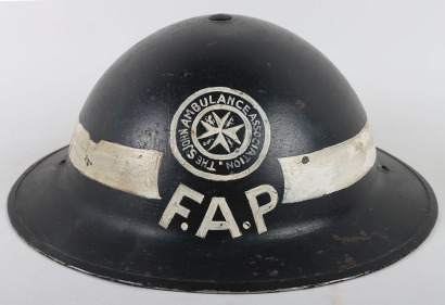 Rare WW2 St Johns Ambulance Association First Aid Post and Boy Scouts Leaders Steel Helmet