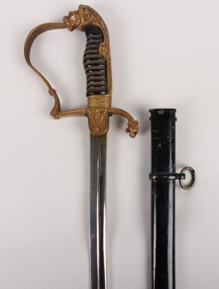 1930’s German Artillery Officers Lion Head Sword by E & F Horster, Solingen