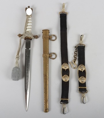 WW2 German Kriegsmarine Officers Dress Dagger with Straps and Portepee by Paul Weyersburg & Co, Solingen