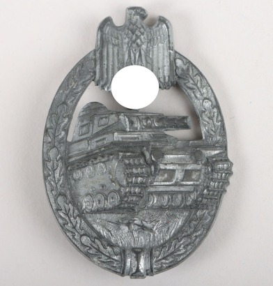 WW2 German Army / Waffen-SS Panzer Assault Combat Badge in Silver by Hermann Aurich, Dresden