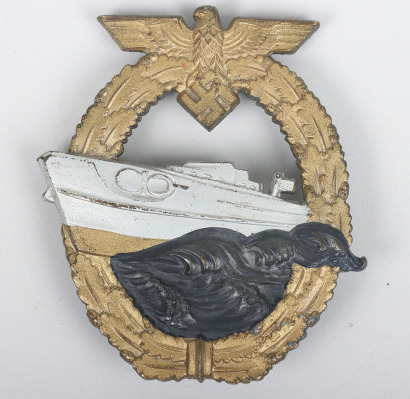 WW2 German Kriegsmarine 2nd Model E-Boat War Badge by AS, Gablonz