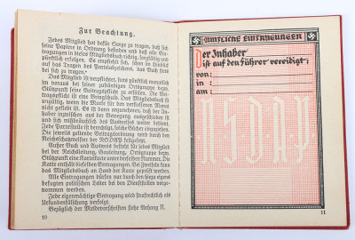 Third Reich NSDAP Party Membership Book to Walther Zabel, Nuremberg rally 1939 - 12