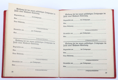 Third Reich NSDAP Party Membership Book to Walther Zabel, Nuremberg rally 1939 - 25